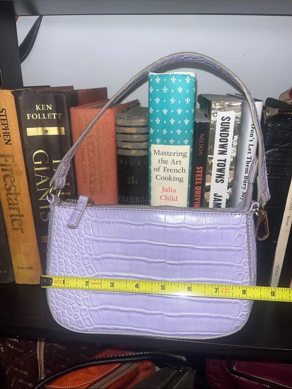 Lavender Croc-Embossed Shoulder Bag - Olivia Miller